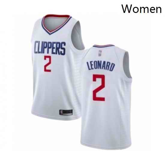 Womens Los Angeles Clippers 2 Kawhi Leonard Authentic White Basketball Jersey Association Edition